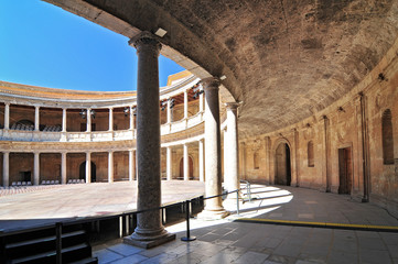 Fototapeta na wymiar Charles V Renaissance palace in Alhambra Granada Andalucia Spain.