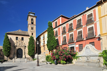 Church of Santa Ana in Plaza Nueva, Granada, Andalusia, Spain.