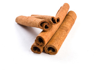 cinnamon sticks  isolated on white background