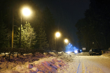 Protvino, Moscow region, Russia, January 6, 2019 - winter evening in Protvino, Russia