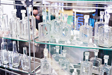 Empty bottles for alcohol in shop