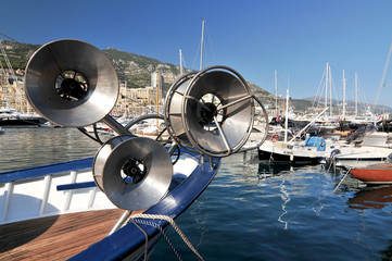 Fishing Boat in marina at Monaco Cote Azur France.
