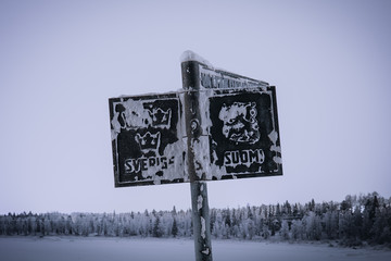 Finland Sweden Border Sign