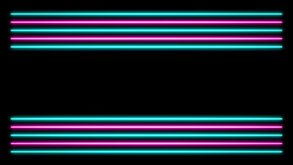 Pink and turquoise neon lights with lots of copy space for text or product display. Colorful 80s retro background.