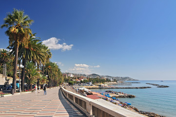 San Remo beautiful seaport and promenade in Italy.