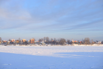 View of Neva River at winter.