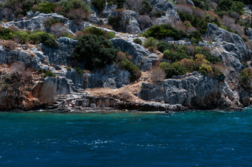 Rocks in Mediterranean, Antalya region, Turkey