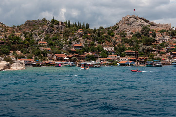 Fototapeta premium Village Kaleköy, ancient Simena, Antalya