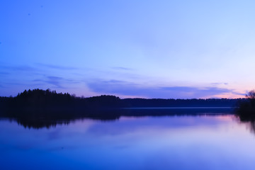 Wonderful sunset on the lake. Beautiful night