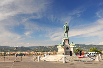 Florence, Statue of David by Michelangelo, Michelangelo square, Tuscany. Italy. Europe.