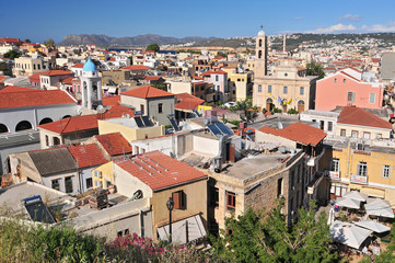 Fototapeta na wymiar A fine view over roofs of Chania, Crete, Greece, Europe.