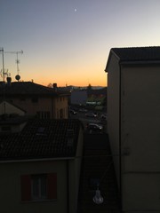 sunset in city