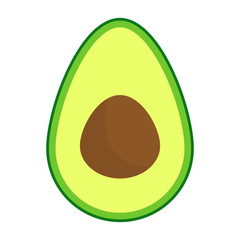 Vector fresh fruit avocado isolated on the white background