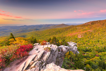 Blue Ridge Mountains landscape at Linn Cove Viaduct and Grandfather Mountain