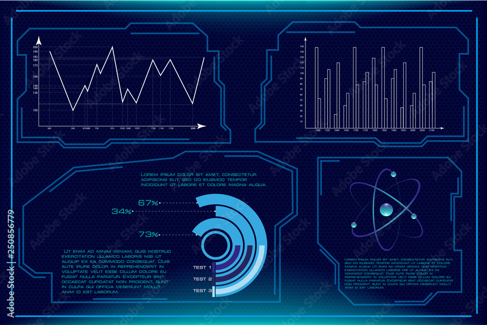 Poster vector hud elements set for futuristic user interface