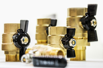 Naklejka premium metal pipes, couplings and fittings. Plumbing, fixing pipes and fittings for connection of water or gas systems