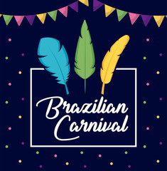 carnival rio janeiro card with feathers
