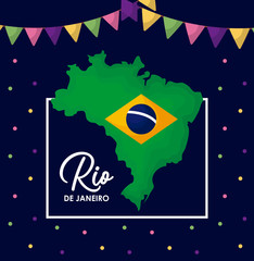 carnival rio janeiro card with map