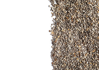 Chia seeds isolated on white, top view