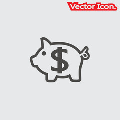 Pig icon isolated sign symbol and flat style for app, web and digital design. Vector illustration.