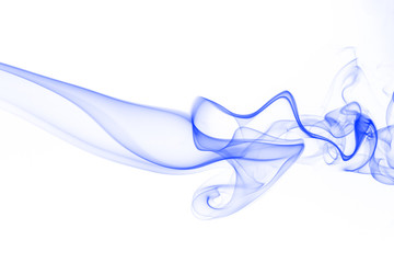 Abstract blue smoke movement on white background