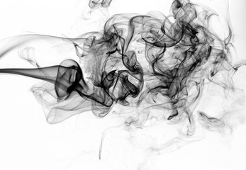 Toxic movement abstract on white background, Black smoke on white