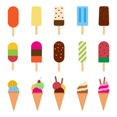 Collection of colorful Ice cream set isolated on white background -  Vector illustration