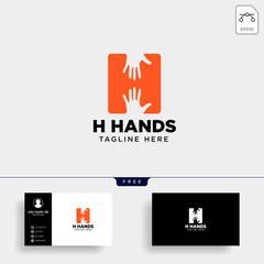 minimal H letter, initial hand logo template vector illustration icon element