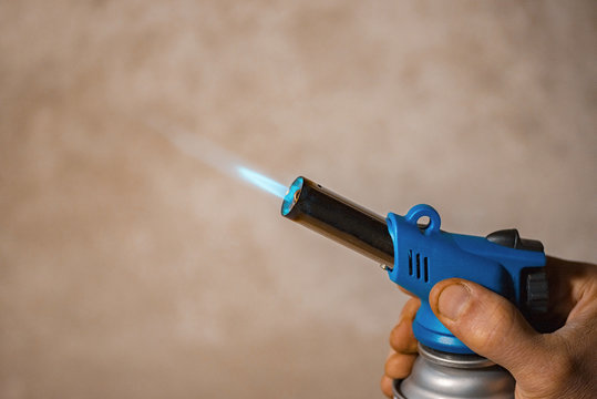 small gas burner. fire from a pipe