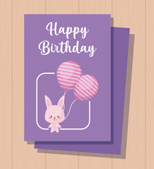 happy birthday card with cute rabbit