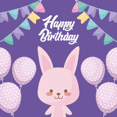 happy birthday card with cute rabbit