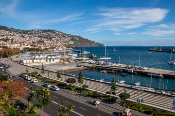 Fototapeta na wymiar Funchal marina, port, Madeira island, Portugal - December 2018