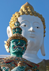 A Warrior and Buddha, Wat Phra That Doi Kham Temple, Chiang Mai, Thailand - 250863380