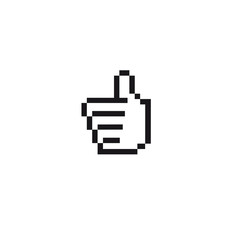 Thumb up pixel. Like pixel on white background