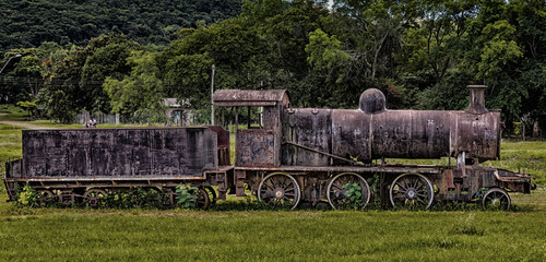 Old rusted steam locomotive in Paraguay.