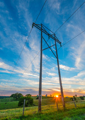Fototapeta na wymiar Power Line at Sunset