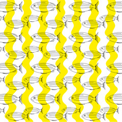 Background outline fish - vector