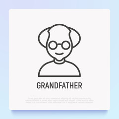 Grandfather in glasses thin line icon. Modern vector illustration for avatar.