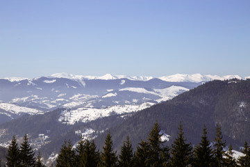 spring is near, but winter does not given up in the mountains 