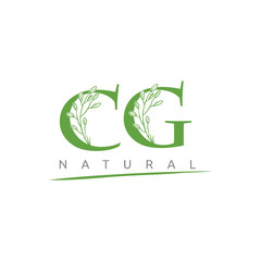 Nature Green Leaf CG Letter Logo