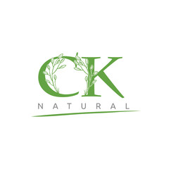 Nature Green Leaf CK Letter Logo