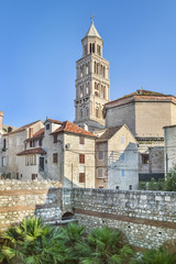 Fototapeta na wymiar Diocletian Palace Split Dalmatia Croatia European church walled city center Roman ruins