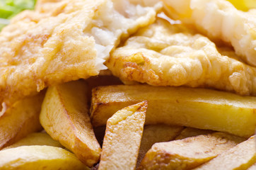 Traditional British street food fish and chips