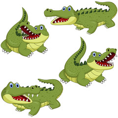 Cartoon green crocodile collection set 
