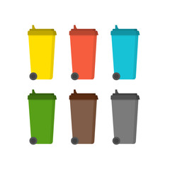 Bins for sorting waste in Flat design.
