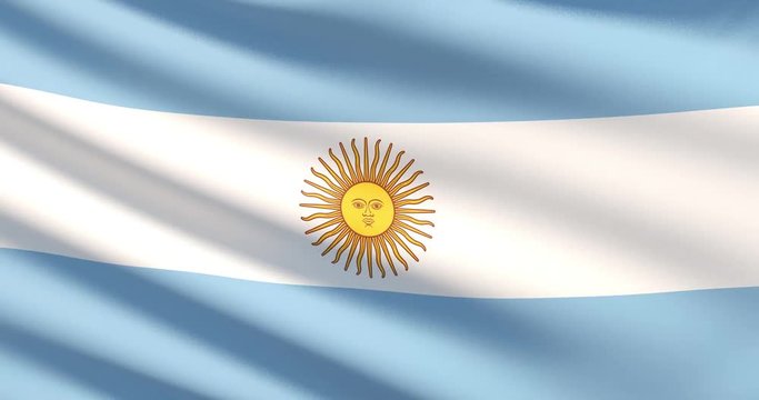 The flag of Argentina. Waved highly detailed fabric texture.