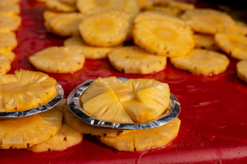 Street Food, Pineapple cut pieces sold on street