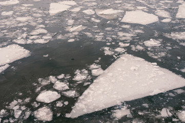 Cracked ice on a river
