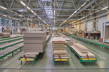 Laying chipboard for processing and production of furniture in a woodworking enterprise. - 250870963