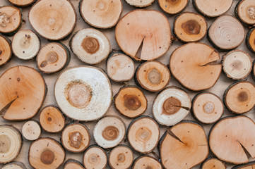 Pile of cut timber background